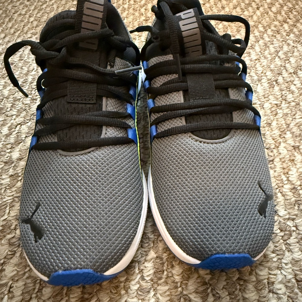 Puma Black and Blue Mesh Sneakers